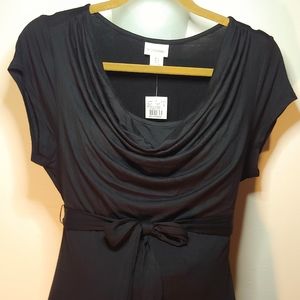 Motherhood Maternity Cowl Neck Emerald Forest Black Dress size Large NWT